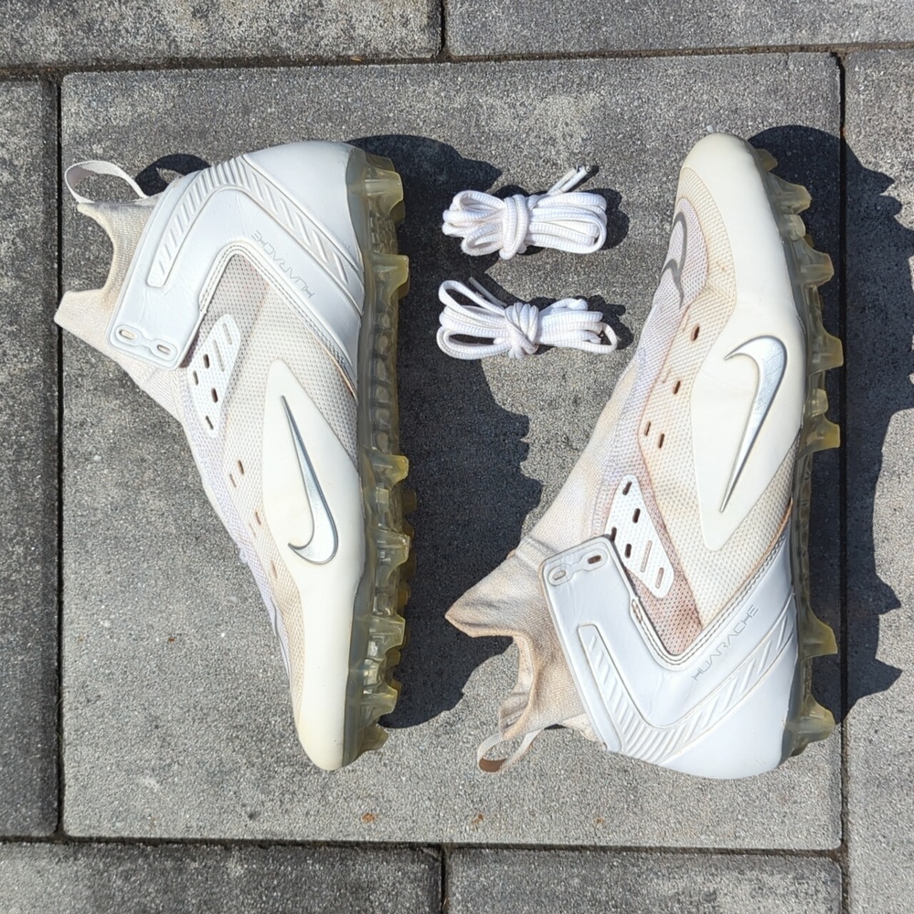 Nike Alpha Huarache 8 Elite Lacrosse LAX White Cleats US 11.5M